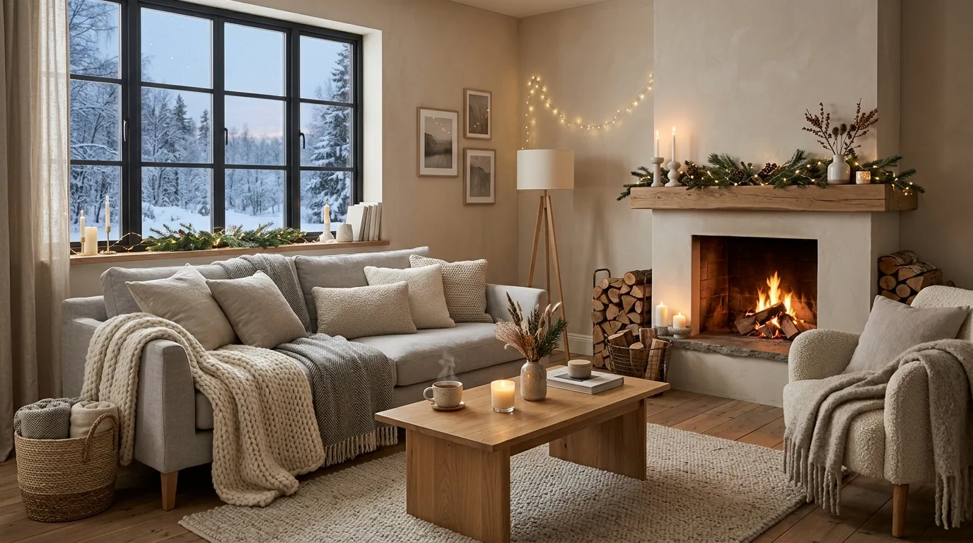 Bring in richer rugs for more depth underfoot inspiration for a winter living room.